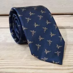 Farlows New Flying Pheasant Silk Tie -Shooting Sales Shop f20a0076navy1 1