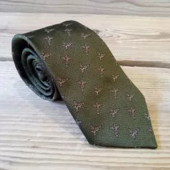 Farlows New Flying Pheasant Silk Tie -Shooting Sales Shop f20a0076olive2