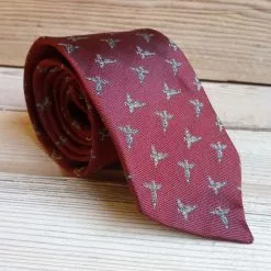 Farlows New Flying Pheasant Silk Tie -Shooting Sales Shop f20a0076wine1 1