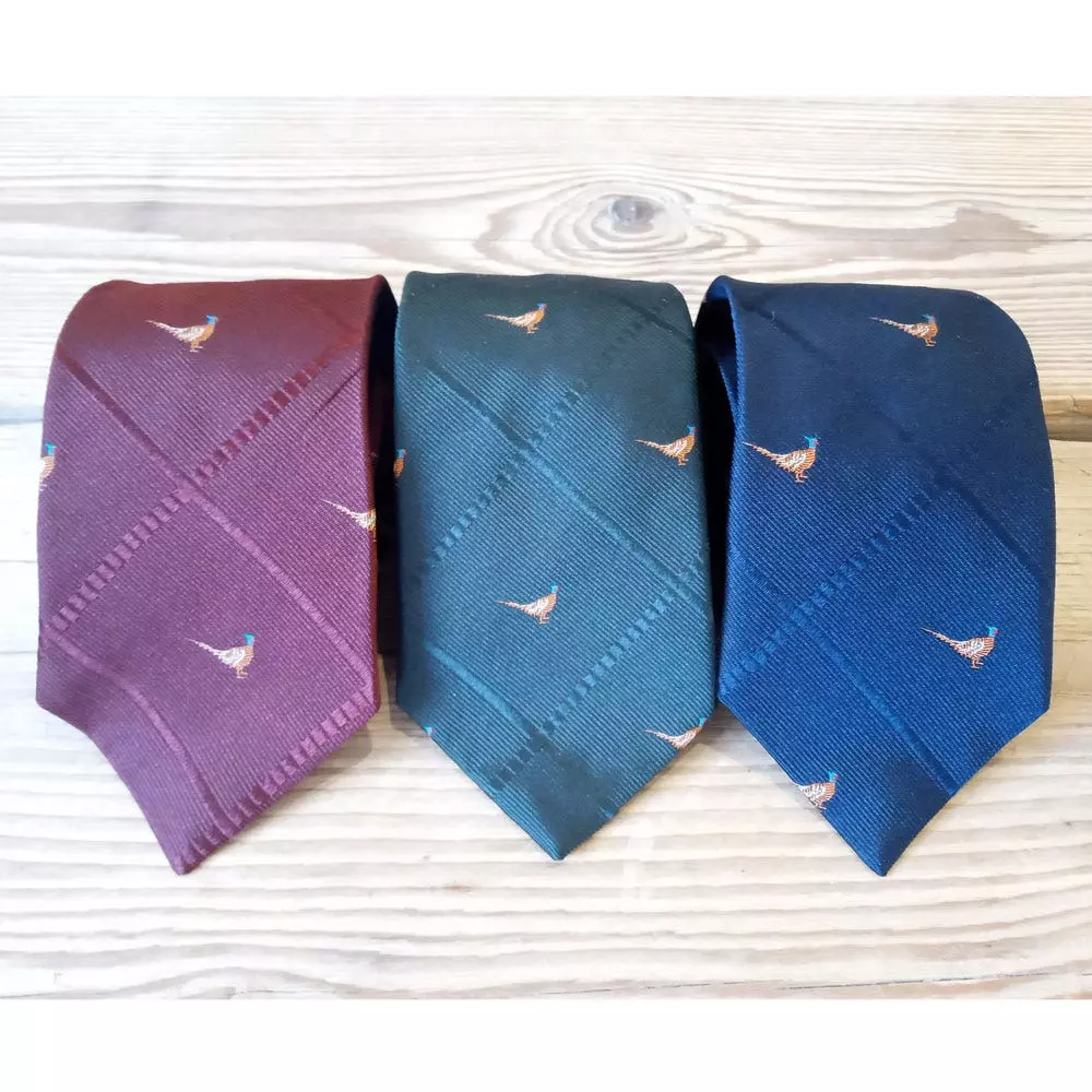 Farlows Grid Pheasant Silk Tie 3 Farlows Grid Pheasant Silk Tie