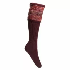 Farlows Ladies Katrine Multi Top Knitted Shooting Sock -Shooting Sales Shop f21a0156burgundy 2