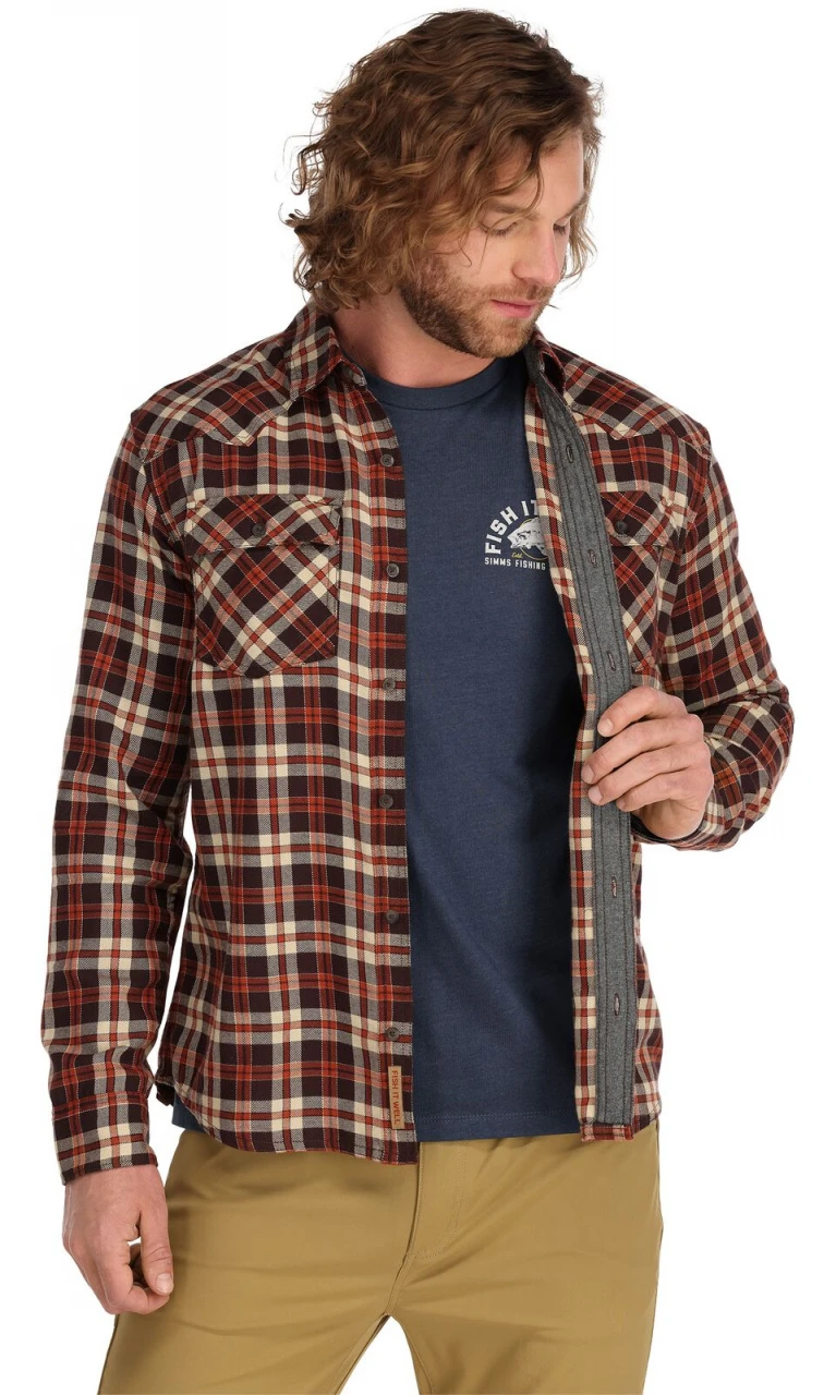 Fishing Shirt Simms Santee Flannel Maghoany & Tan Camp Plaid 4 Fishing Shirt Simms Santee Flannel Maghoany & Tan Camp Plaid - Image 2
