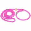 KJK Ropeworks Gundog Slip Lead With Sliding Leather Stoppers-Pink
