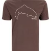 T-Shirt Simms Trout Outline Brown Heather