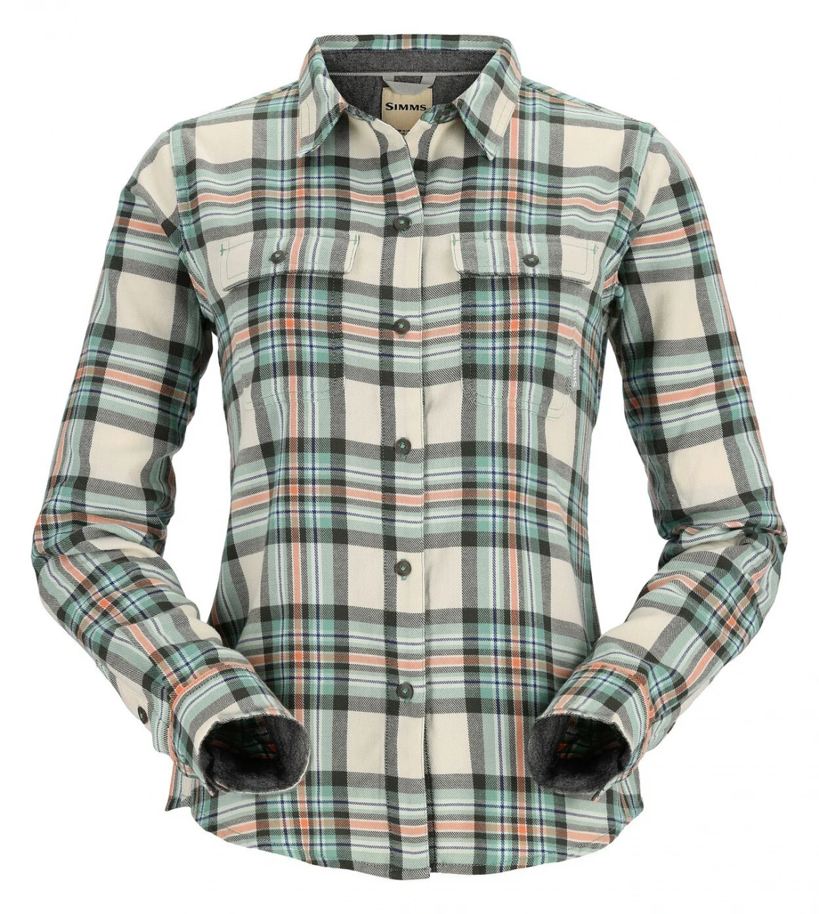 Women's Fishing Shirt Simms Santee Flannel Seafoam Camp Plaid 3 Women's Fishing Shirt Simms Santee Flannel Seafoam Camp Plaid